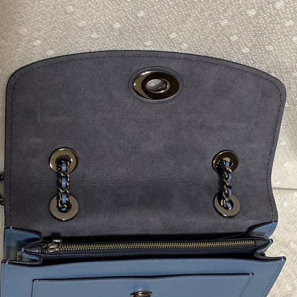 *SOLD*Coach Parker Slate Blue Leather Shoulder Bag - Picture 15 of 17